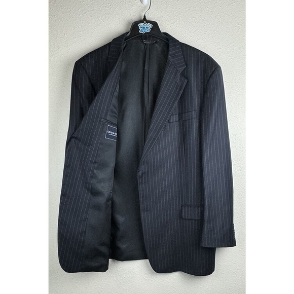 Gieves & Hawkes 48 Long Navy Blue Suit Jacket Blazer Wool Cashmere Striped - Picture 3 of 11